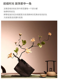 Zen Style Artificial Orchid & Jasmine Floral Arrangement with Ceramic Vase for Home Decor