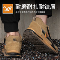 Men's Welding Safety Boots Steel Toe Puncture Proof Heat Resistant Cowhide Breathable Work Shoes