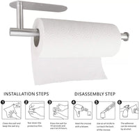 304 Stainless Steel Kitchen Paper Towel Holder Self-Adhesive or Drilled Installation
