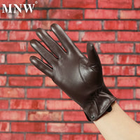 Men's Genuine Leather Driving Gloves with Touchscreen Function, Thin Silk Lining, Warm for Autumn/Winter