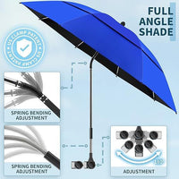 Double-Layer Vented Beach Clamp Umbrella with 360-Degree Swivel for Chair, Camping, Fishing