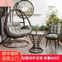 Indoor Outdoor Wicker Swing Chair with Stand and Table, Single/Double Seater Hanging Basket Chair for Patio Balcony Garden