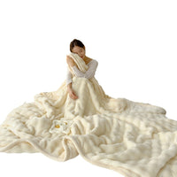 Luxury Rabbit Velvet Blanket Double-Sided Thickened Multi-functional Air Conditioning Blanket Nap Cover Gift Blanket