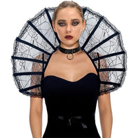 Halloween Lace Cape Collar with Skeleton Frame for Cosplay & Party