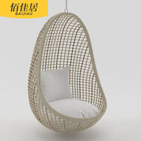 Outdoor Indoor Rattan Woven Egg Chair Swing with Stand for Balcony Garden Patio