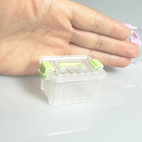Dollhouse Clear Storage Box with Lid and Handle, Small Plastic Organizer for Miniatures