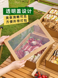 Disposable Kraft Paper Picnic Lunch Box Set for BBQ & Outdoor Activities