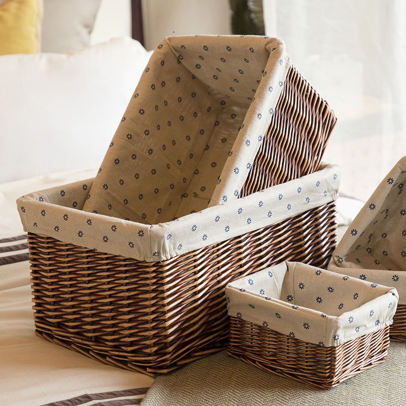 Handwoven Wicker Storage Basket with Lid for Home Organization