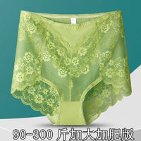 Women's Plus Size High Waist Lace Briefs Tummy Control Butt Lift Seamless Underwear