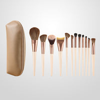 12-Piece Mocha Professional Makeup Brush Set for Eyeshadow, Concealer, Blush, Contour