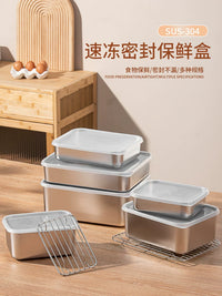 Thickened 304 Stainless Steel Food Storage Container for Refrigeration, Freezing, Commercial Use, Picnics, and Camping