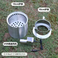 Portable Folding Wood Burning Stove with Fan for Outdoor Camping Picnic BBQ