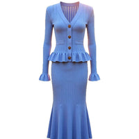 Women's Long Sleeve Knit Dress and Cardigan Set
