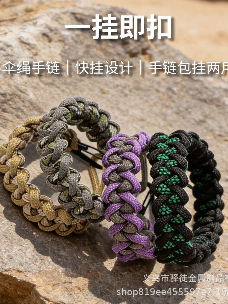 Outdoor Hand-Woven Paracord Bracelet with Quick Release Buckle