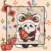 DIY Panda Pulp Painting Kit with Wooden Frame - Textured Punch Needle Art for Kids & Adults