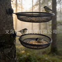 Outdoor Wall-Mounted Bird Feeder with Detachable Metal Mesh or Plastic Tray