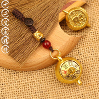 Brass Chinese Zodiac Teapot Keychain Pendant Ornament Gift