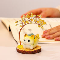 Lucky Cat Crystal Money Tree Diffuser Stone Ornament