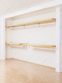 Wall-Mounted Open Wardrobe System with Metal Garment Rack and Storage Shelf