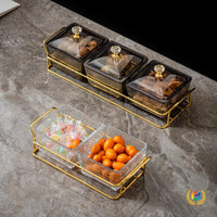 Nordic Style Acrylic Divided Serving Tray with Stand and Lid for Snacks and Appetizers