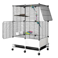 Large Multi-Tier Movable Bird Cage for Parrots and Mynah Birds, Freely Assembled