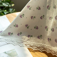 Floral Cotton Dustproof Appliance Cover & Tablecloth with Lace Trim for Small Appliances & Tables