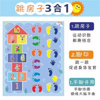 Cartoon Hopscotch Play Mat for Kids, Sensory Training Game with Sandbag, Autism Therapy Toy, Parent-Child Interactive Fun