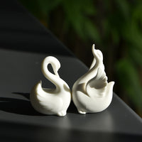 Mini White Porcelain Swan Figurine for Micro Landscape and Aquarium Decor
