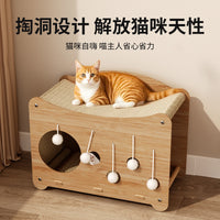 Cat Scratching Board with Sisal Ball Toy and Double-Layer Cat House