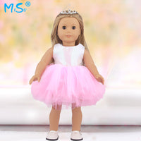 18-inch Doll Clothes Princess Dress Summer Sequin Purple Mesh Puffy Skirt Set for American Girl Dolls