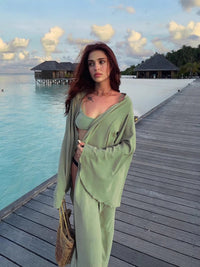 Women's Elegant Cardigan Long Dress Loungewear Two-Wear Autumn Fashion