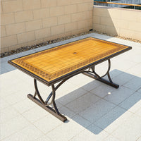 Outdoor Cast Aluminum Dining Table and Chairs Set with Tile Top for Patio Garden Villa