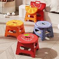 Foldable Portable Plastic Stool for Kids and Adults, Thickened Fruit-Themed Round Stool for Home, Outdoor, and Storage