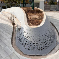 Weathering Steel Landscape Planter Box for Garden and Public Spaces, Custom Arc Metal Flower Bed