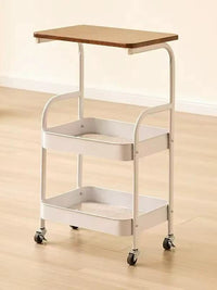 Vintage Industrial 3-Tier Rolling Cart with Storage Shelves and Wheels for Bedroom Living Room