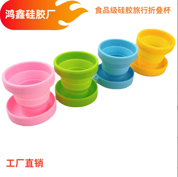 Collapsible Silicone Travel Cup with Lid for Outdoor Sports and Business Trips