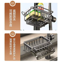 Kitchen Faucet Caddy Sink Organizer with Drain Tray for Sponges and Brushes