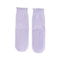 Women's Cotton Non-Slip Yoga Pilates Socks with Ruffle Trim, Mid-Calf