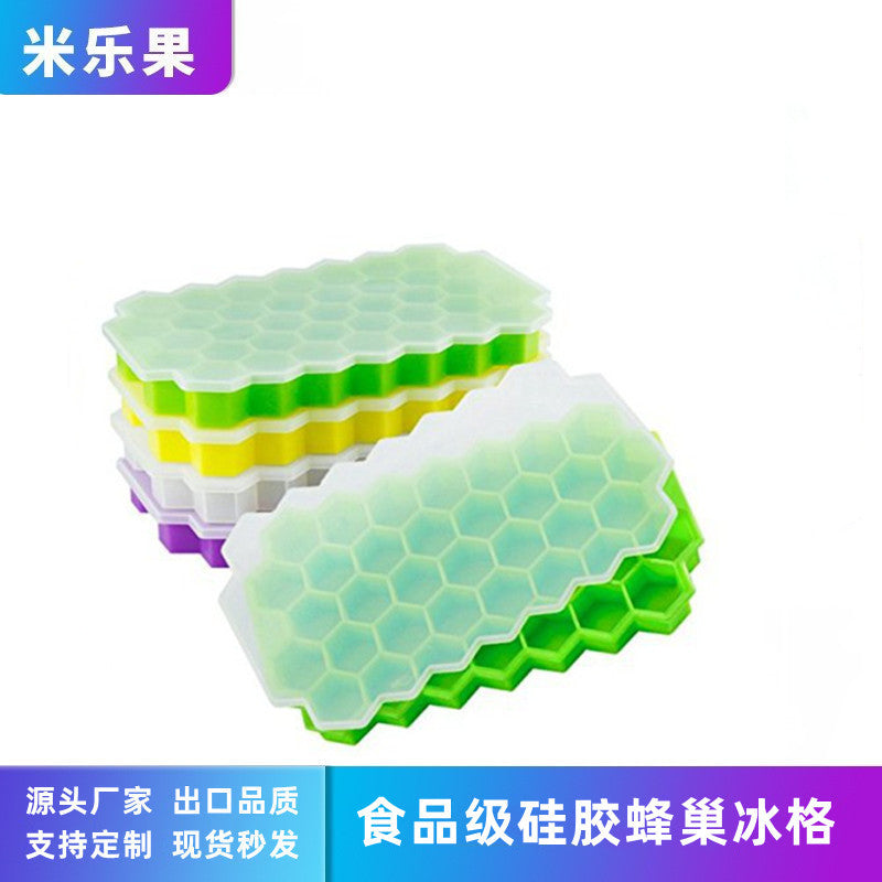 Factory Direct Silicone Honeycomb Ice Cube Tray with Lid - 37-Grid DIY Quick Freeze Mold