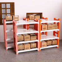 Kids Pretend Play Storage Rack Warehouse Shelf Model Display Stand Miniature Food Play Dollhouse Accessory
