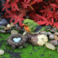Miniature Simulation Bird Figurine with Nest, Resin Craft Animal Ornament for Garden & Home Decor