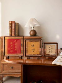 Double-Sided Transparent Solid Wood Photo Frame for Desk Display, 5x7 inch, Chinese Calligraphy Art Mounting