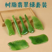 Resin Gua Sha Facial and Body Scraping Massage Tool Set with Meridian Stick