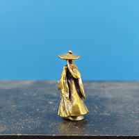 Miniature Brass Female Knight Figurine for Micro Landscape Bonsai Aquascape