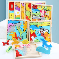 Wooden 3D Dinosaur Car Puzzle Stacking Toy for Kids - Kindergarten Ornament