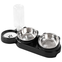 Automatic Water Dispenser Pet Bowl with Tilted Stainless Steel Food Bowl for Cats and Dogs