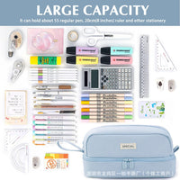 Large Capacity Double-Layer Pencil Case for Girls, Multi-functional Stationery Organizer