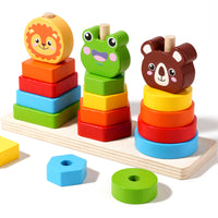 Baby Stacking Rainbow Animal Shape Ring Tower Early Education Toy