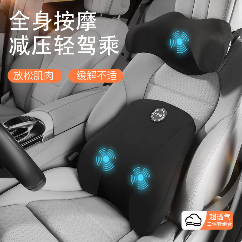 Car U-Shaped Massage Neck Pillow with Memory Foam for Travel and Sleep Support