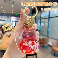 Lucky Cat Luminous Quick-sand Keychain Pendant for Bags and Keys, Creative Gift